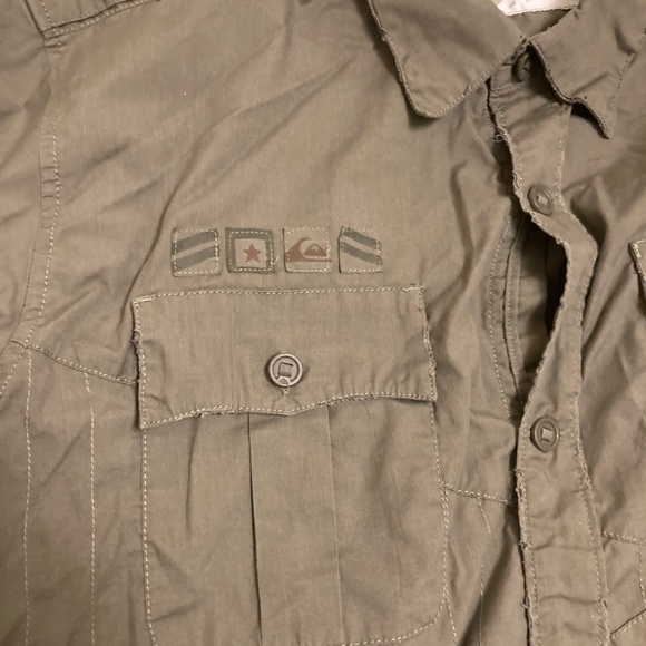 Quicksilver- Olive Green - Long Sleeve Casual Button Down Shirt - Picture 7 of 8
